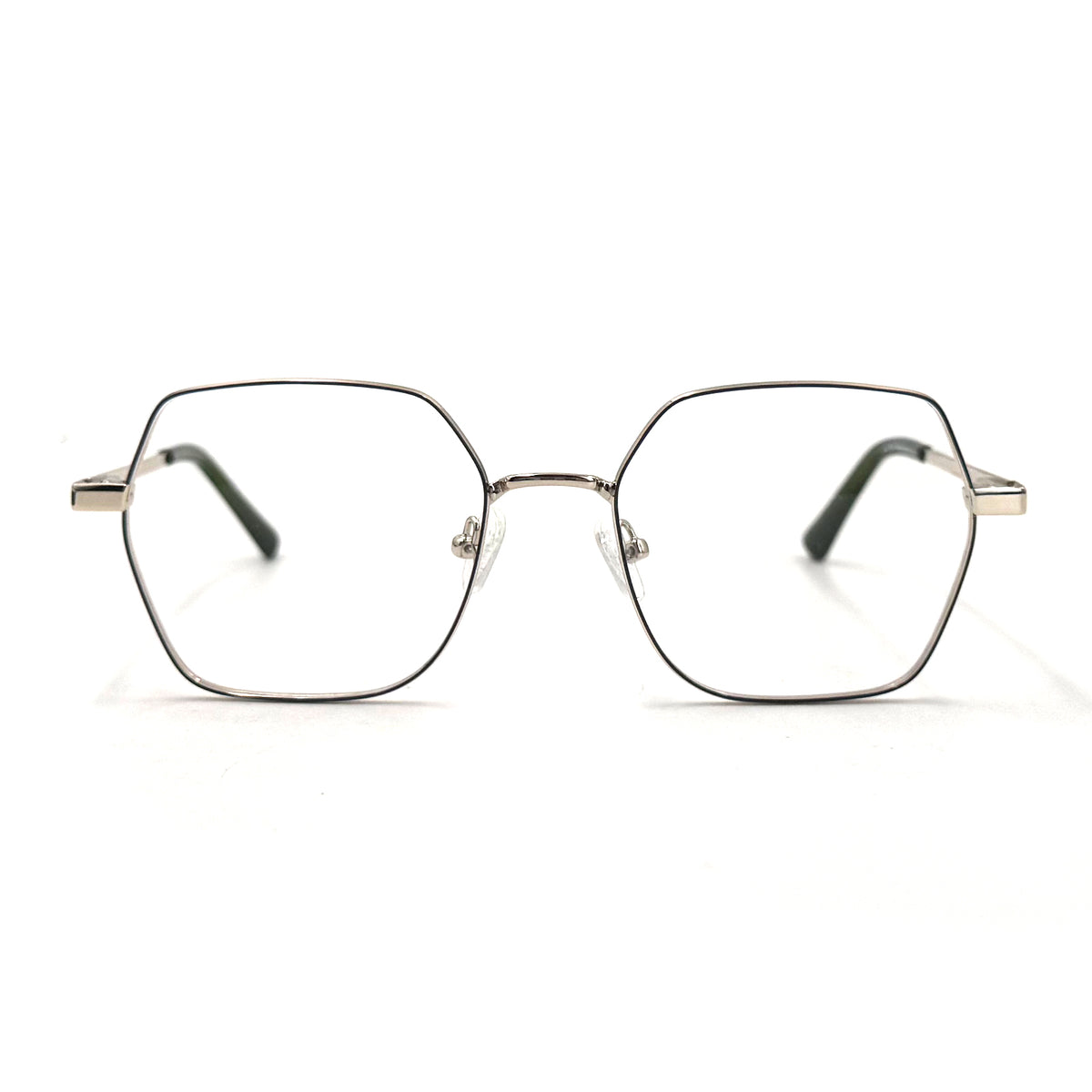 MiGAFAS XK4716 Green metal geometric rectangle eyeglasses front view