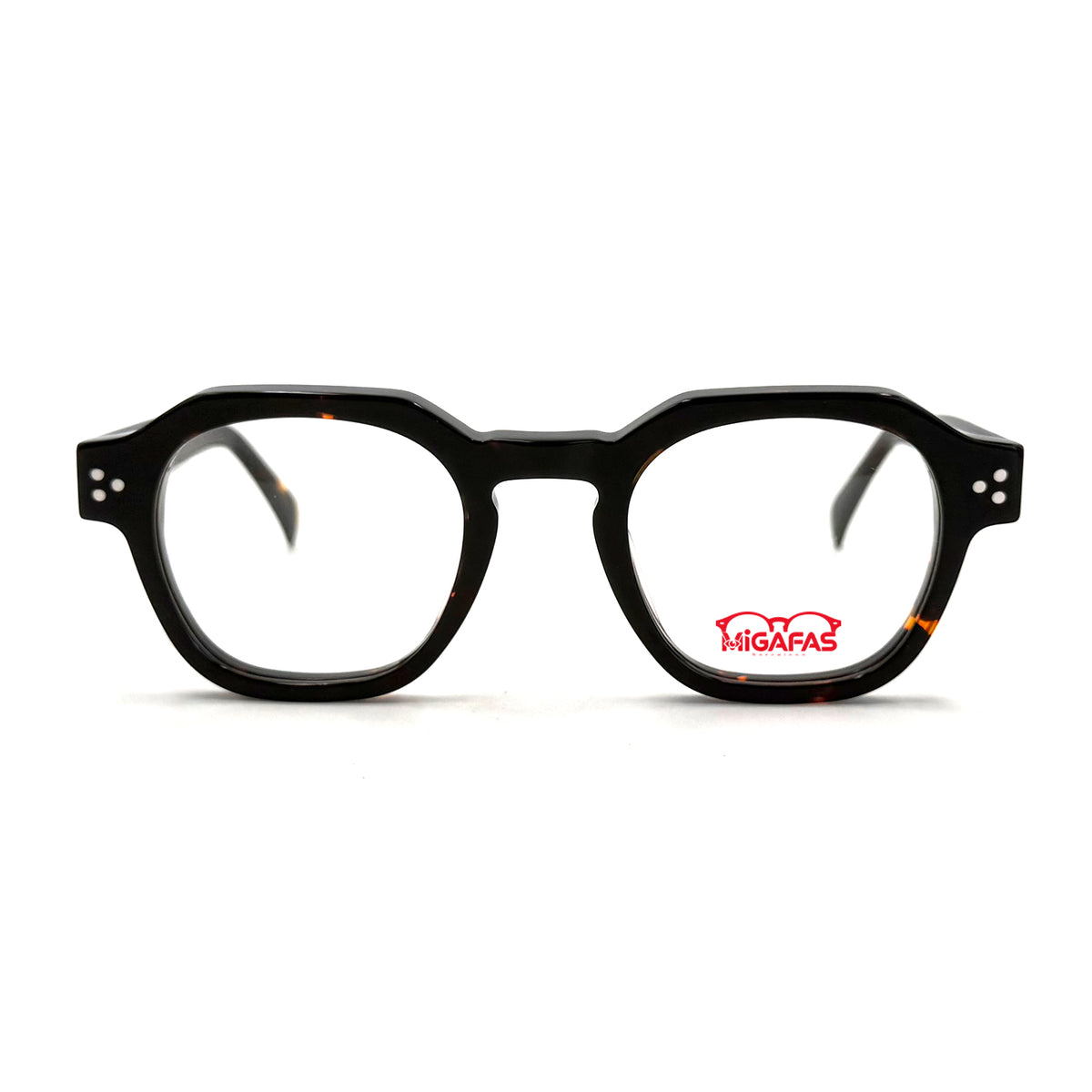 MiGAFAS FR6965 Black crown acetate prescription eyeglasses, front view