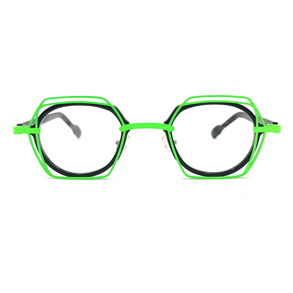 MiGAFAS 87961 polygonal acetate prescription eyeglasses, front view