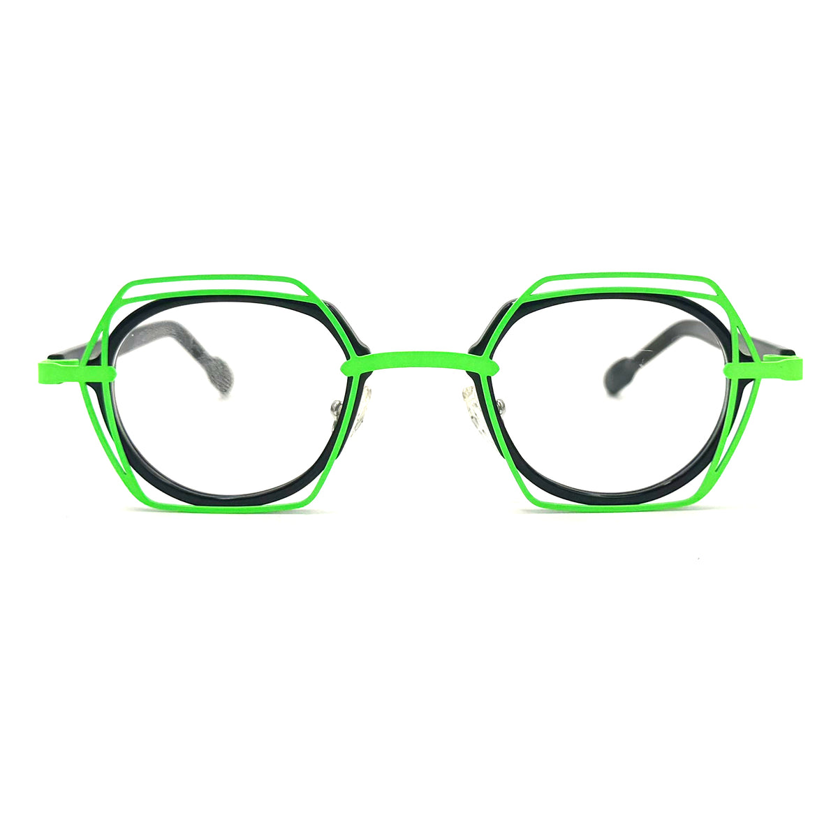 MiGAFAS 87961 polygonal acetate prescription eyeglasses, front view