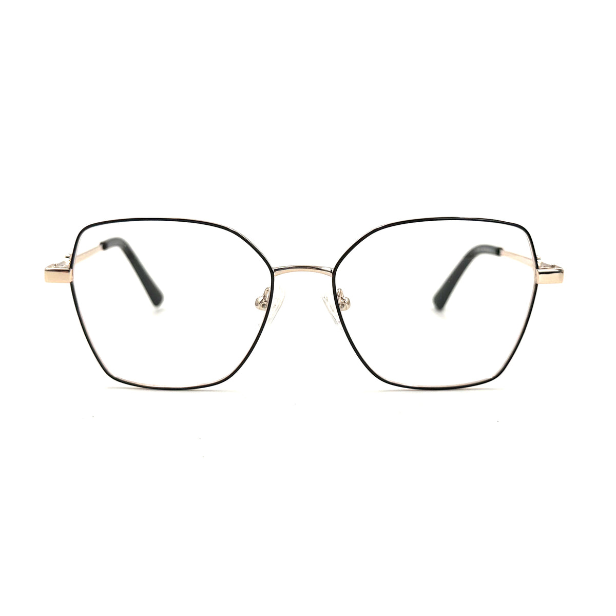 MiGAFAS XK4712 Black Metal geometric butterfly eyeglasses front view