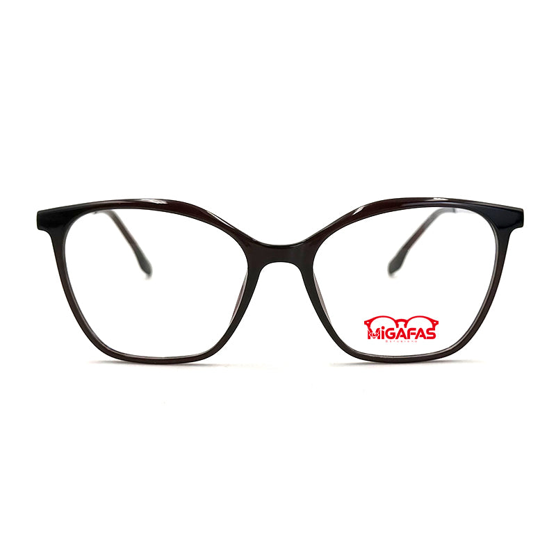 MiGAFAS 3604 Black Ultem and metal butterfly cat-eye eyeglasses front view