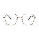 MiGAFAS XK4716 Black metal geometric rectangle eyeglasses front view