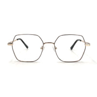 MiGAFAS XK4716 Black metal geometric rectangle eyeglasses front view
