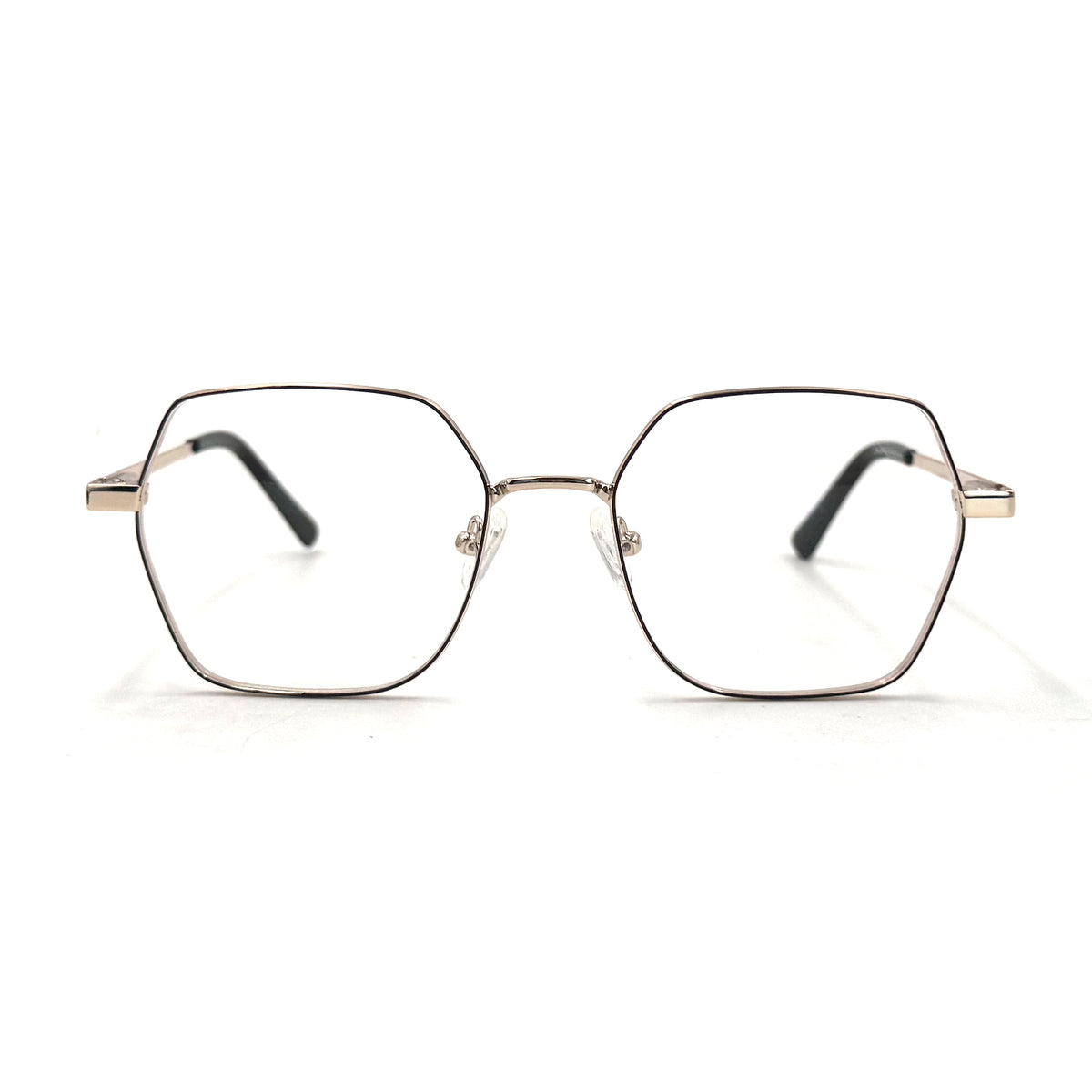 MiGAFAS XK4716 Black metal geometric rectangle eyeglasses front view