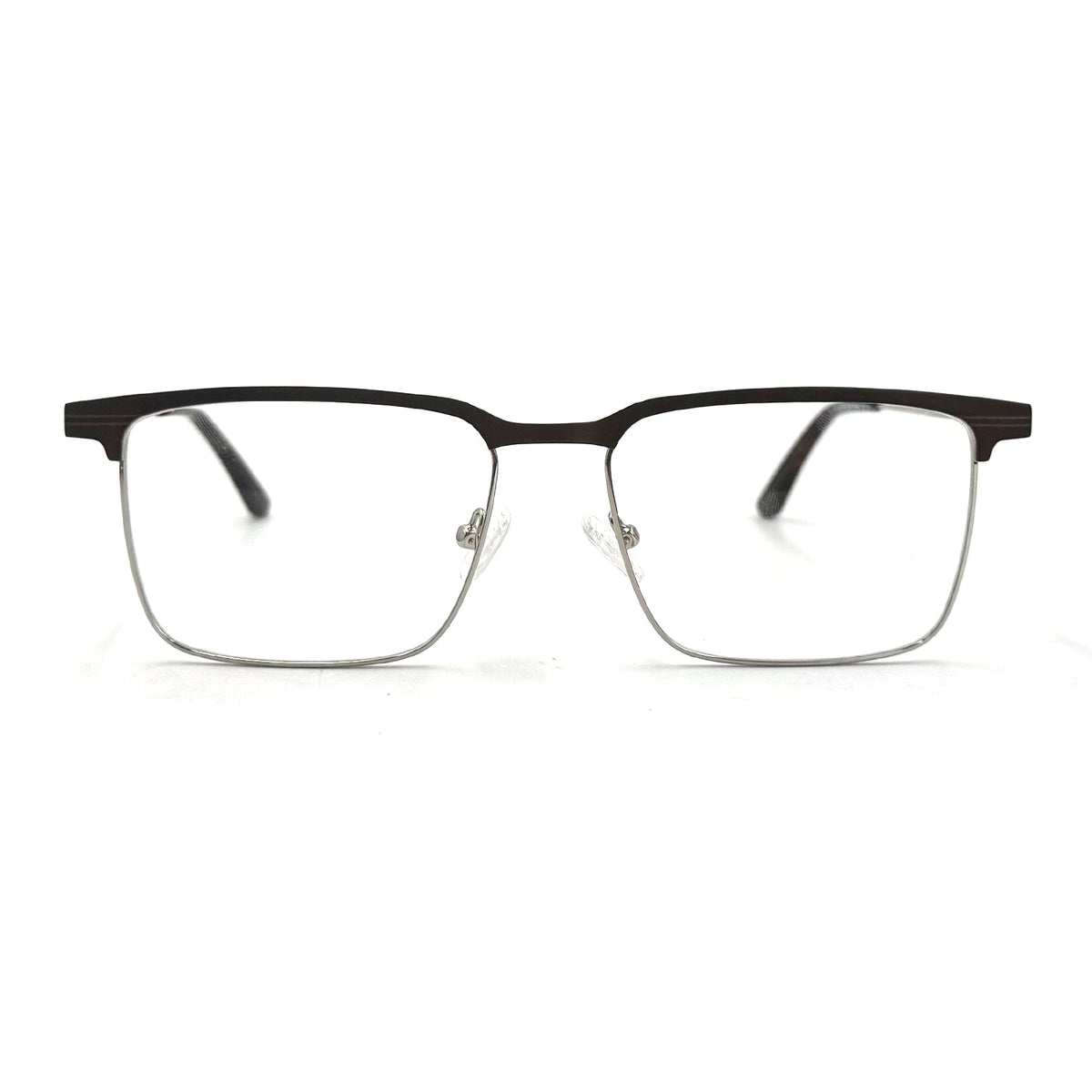 MiGAFAS XK4762 Brown stainless steel rectangle eyeglasses front view