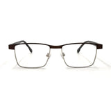MiGAFAS XK4737 Brown stainless steel browline eyeglasses front view