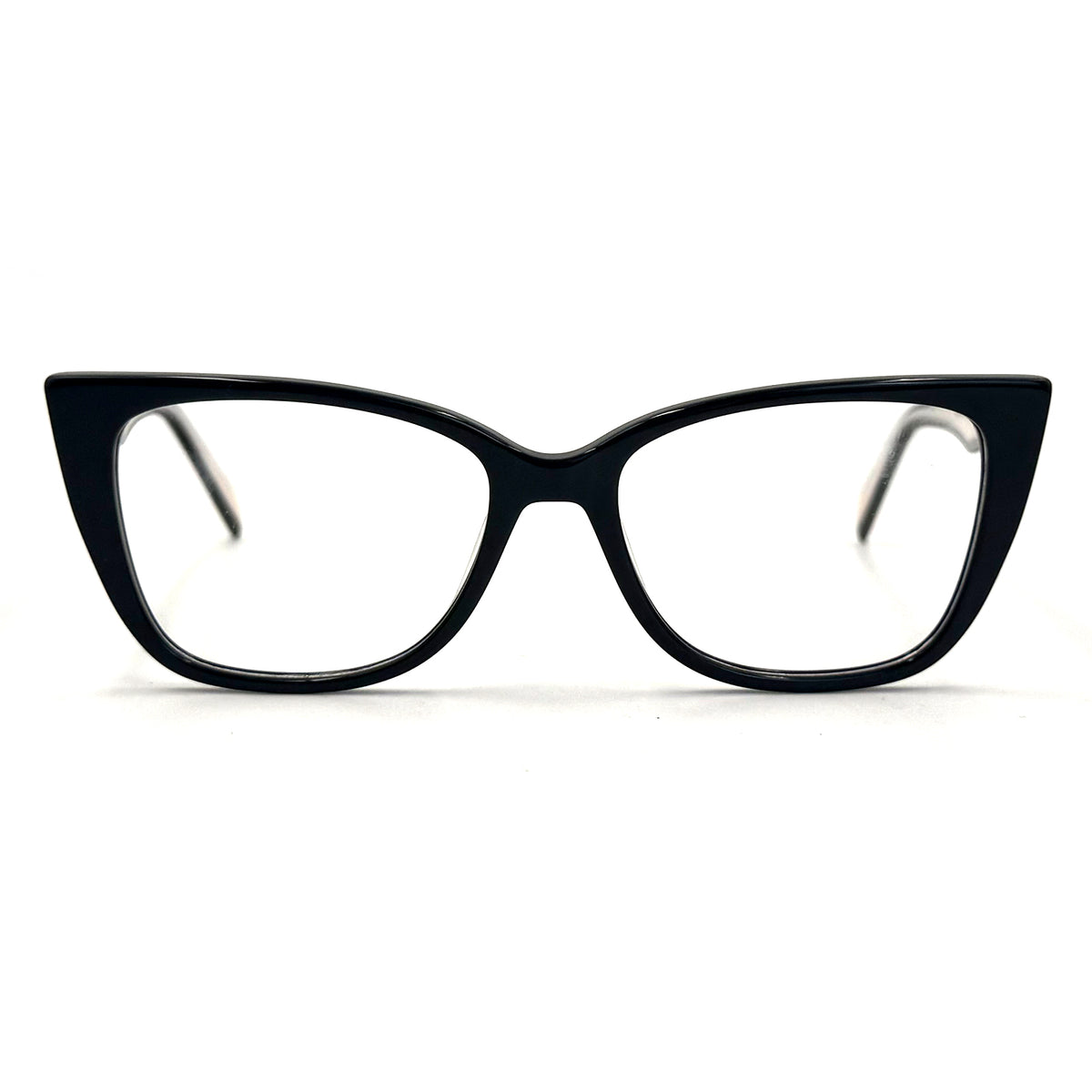 MiGAFAS BR6614 Black cat-eye acetate prescription eyeglasses, front view