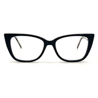MiGAFAS BR6614 Black cat-eye acetate prescription eyeglasses, front view