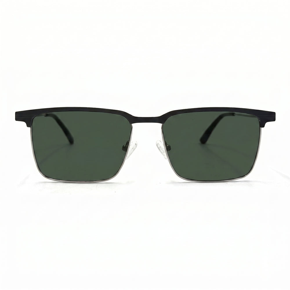MiGAFAS XK4762S square stainless steel sunglasses, front view