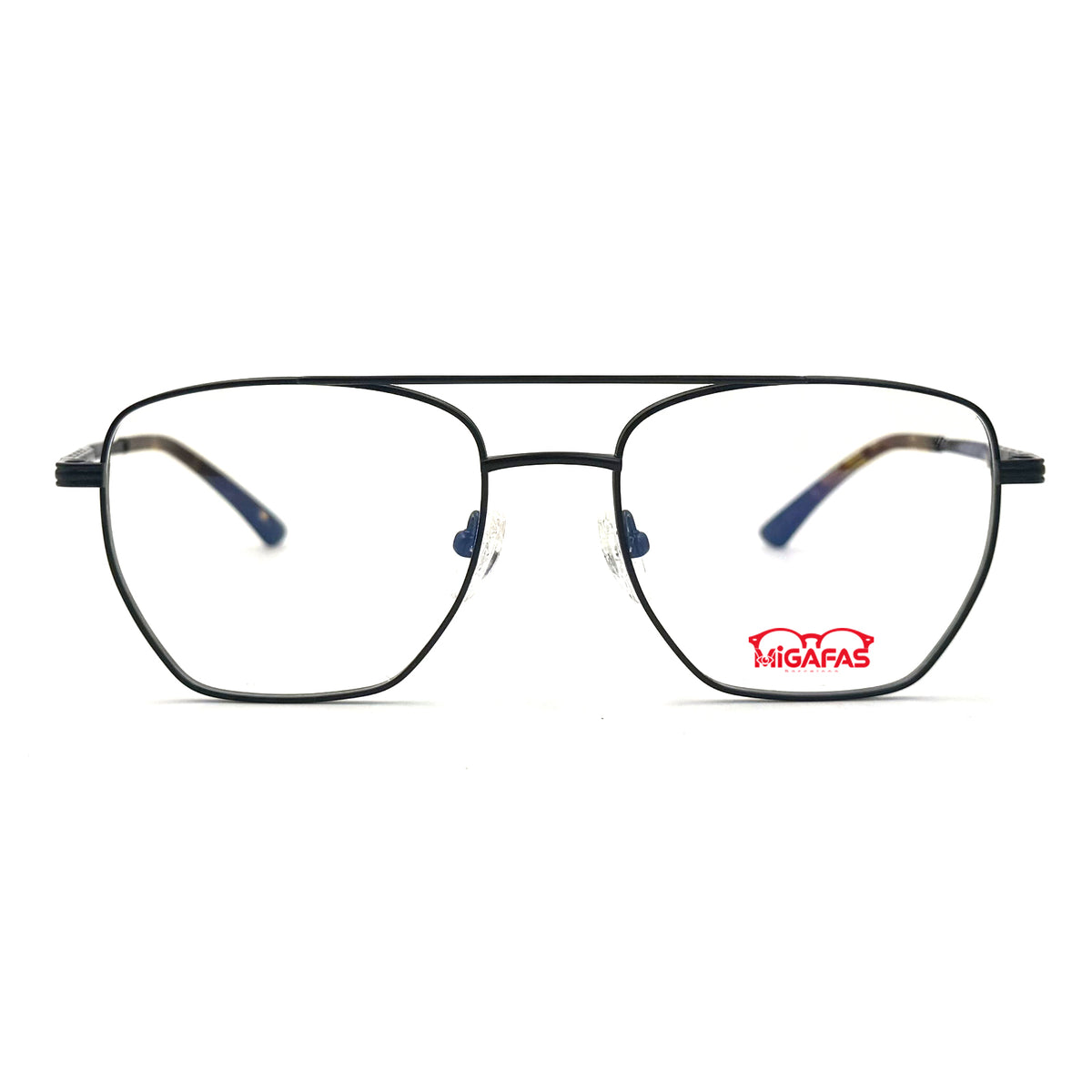 MiGAFAS ZR4312 Black aviator titanium prescription eyeglasses, front view