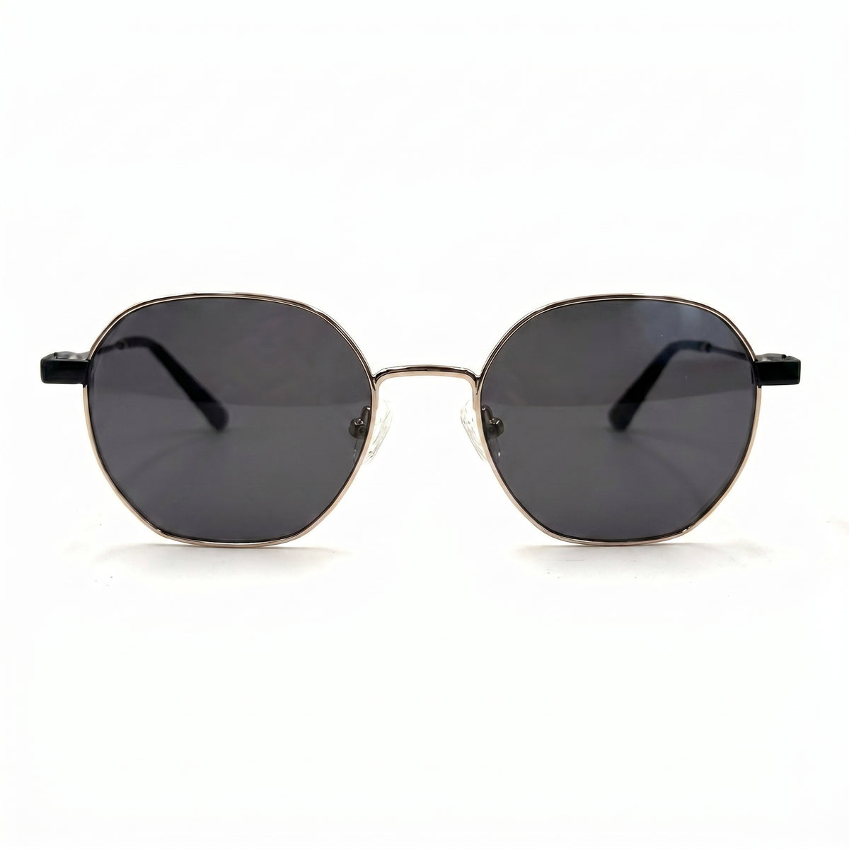 MiGAFAS XK4766S Black round metal sunglasses, front view