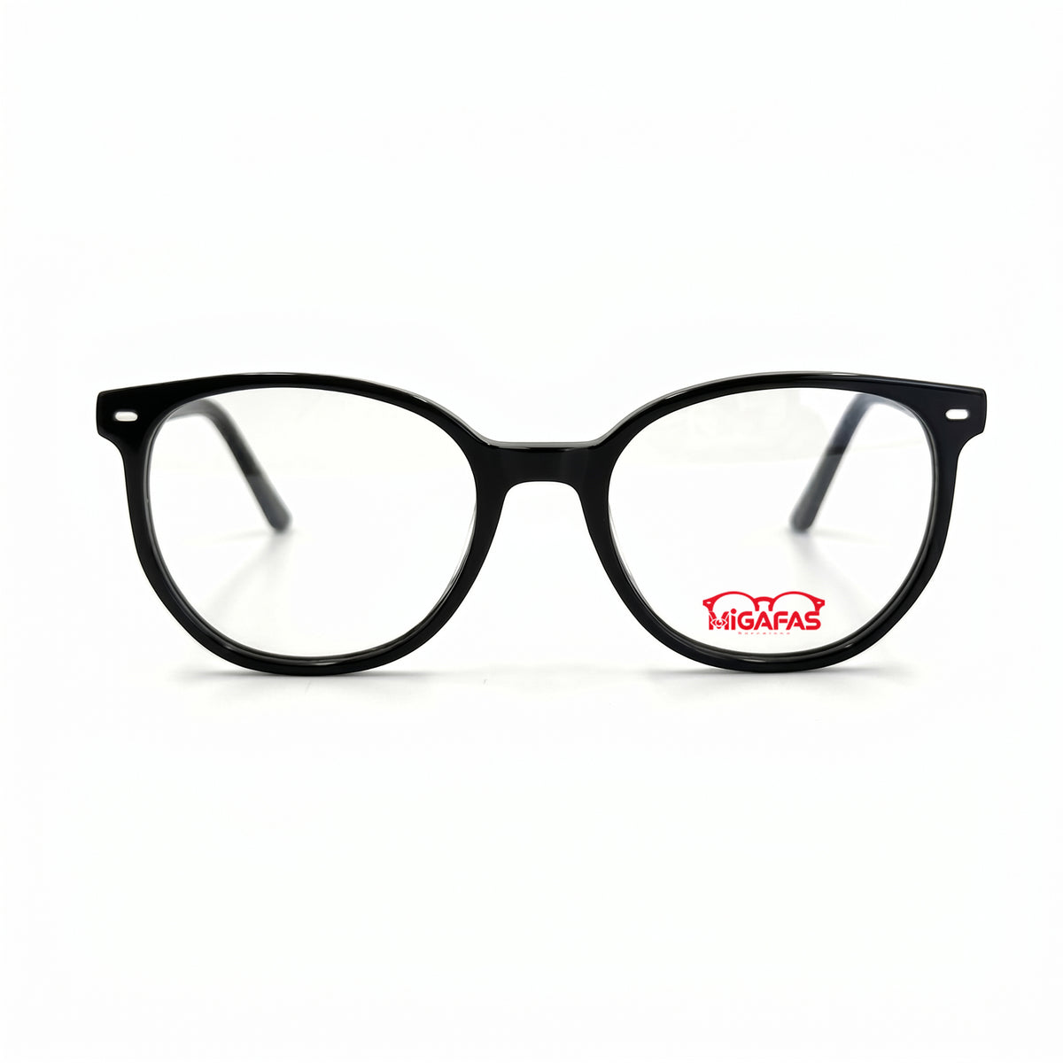 MiGAFAS FR6916 Black Wellington acetate prescription eyeglasses, front view