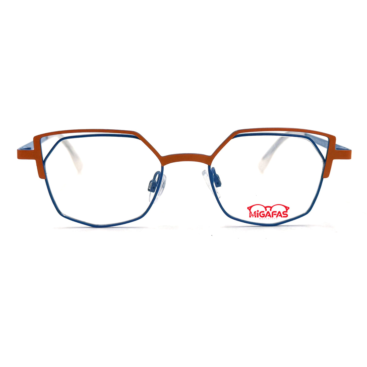 MiGAFAS OD7224 polygon stainless steel prescription eyeglasses, front view