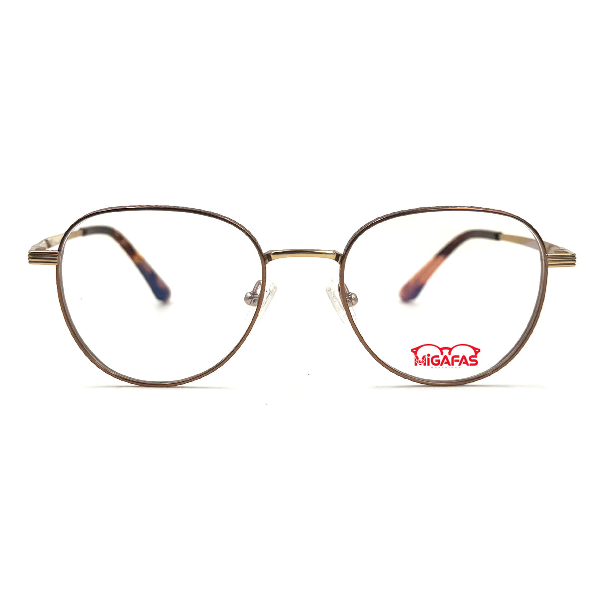 MiGAFAS ZR4218 Gold Boston titanium prescription eyeglasses, front view