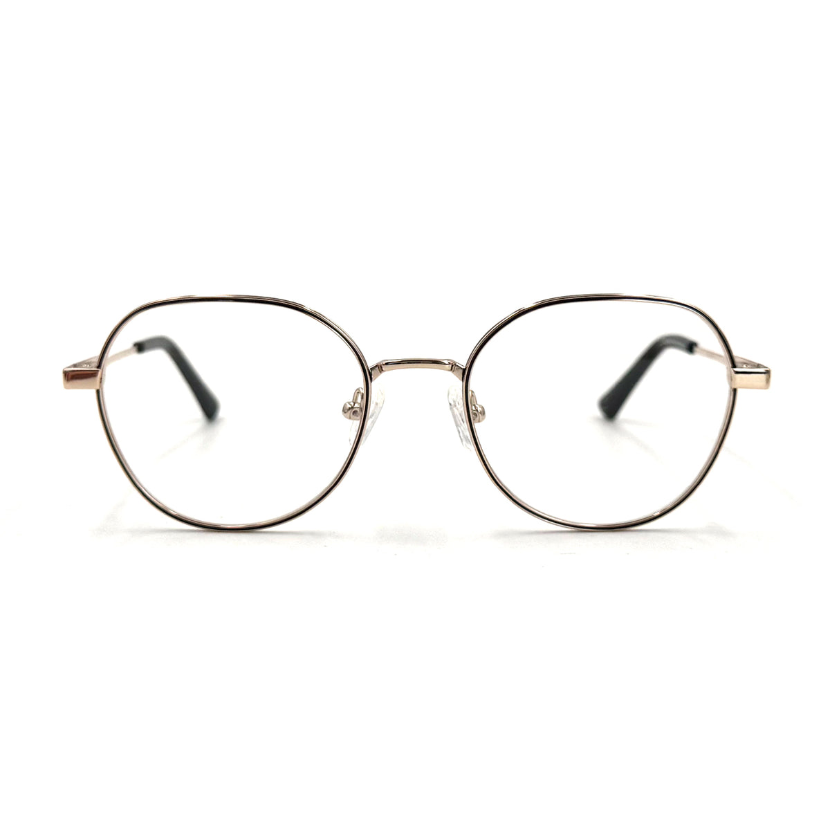 MiGAFAS XK4718 Black Metal crown panto eyeglasses front view