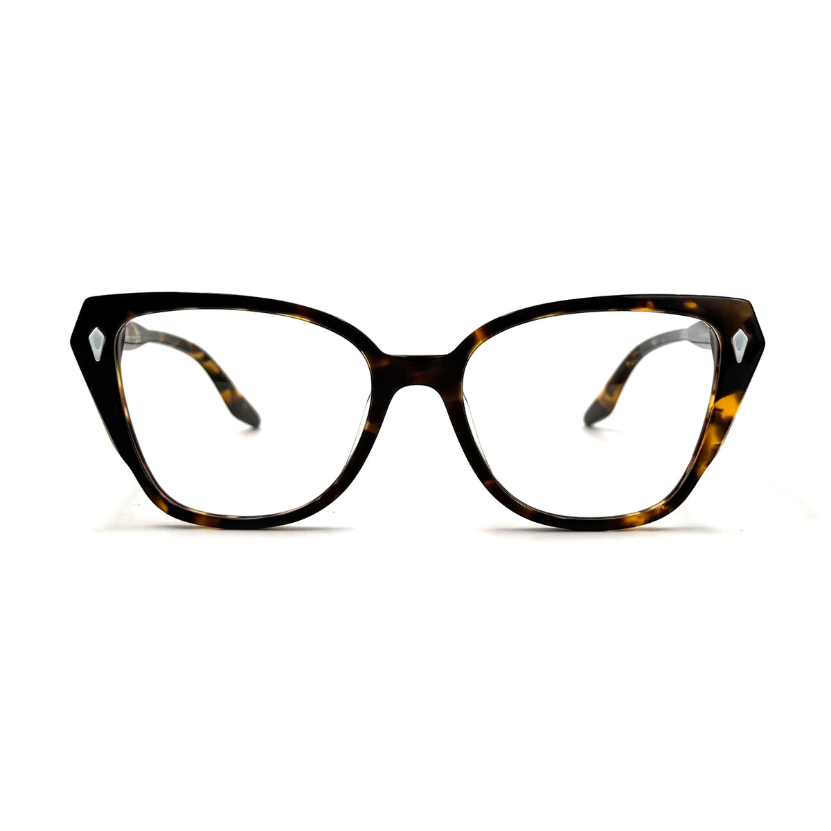 MiGAFAS F6816 Havana acetate cat-eye eyeglasses front view