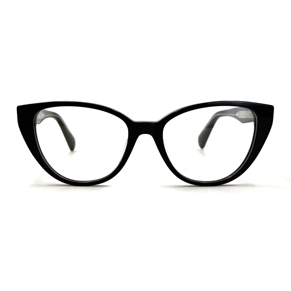 MiGAFAS F6815 Black acetate cat-eye eyeglasses,front view