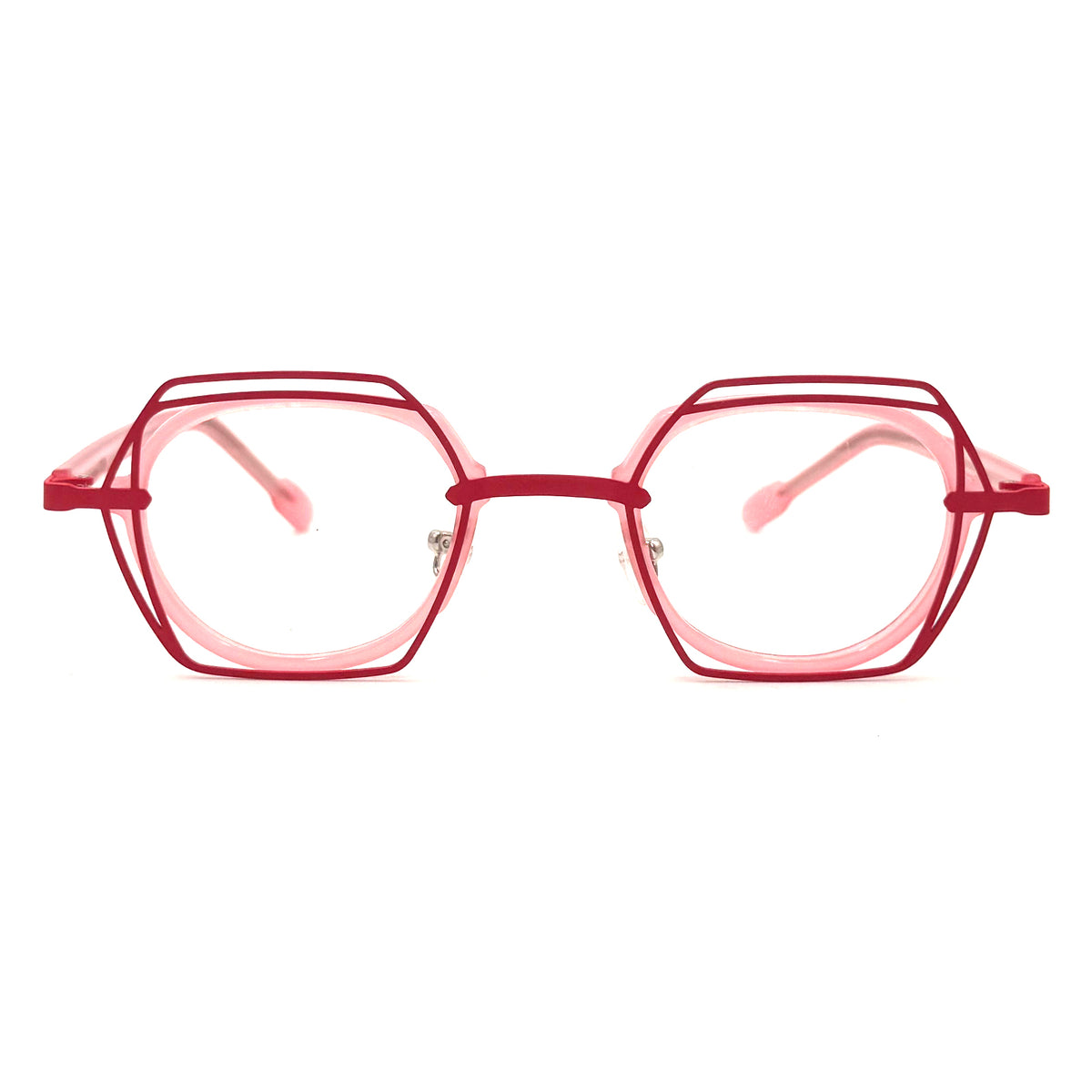 MiGAFAS 87961 polygonal acetate prescription eyeglasses, front view