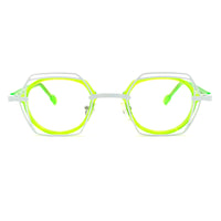 MiGAFAS 87961 polygonal acetate prescription eyeglasses, front view
