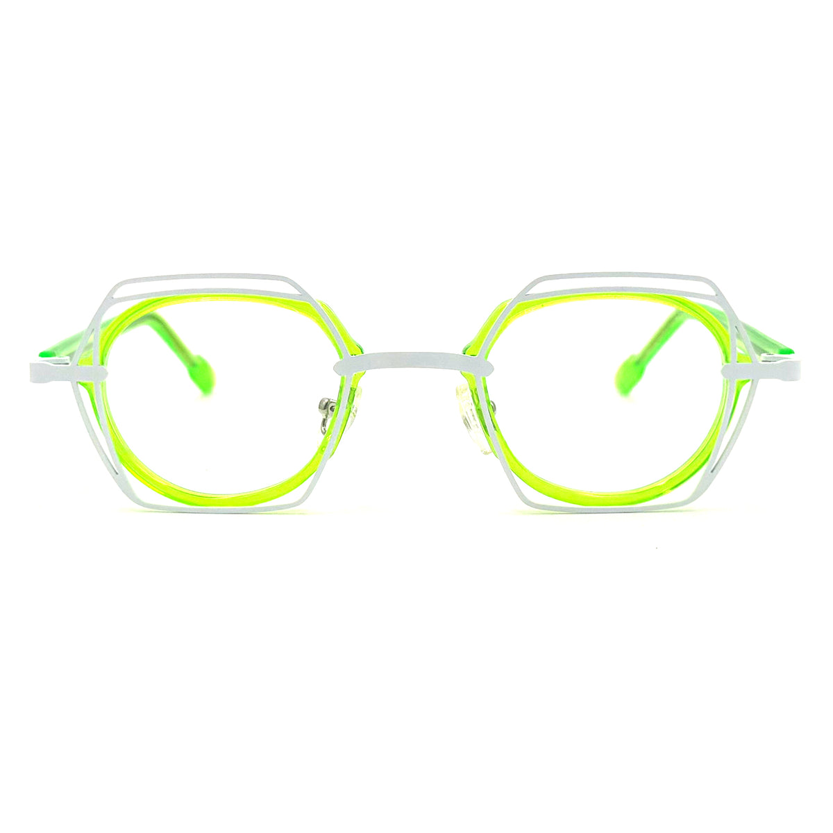 MiGAFAS 87961 polygonal acetate prescription eyeglasses, front view