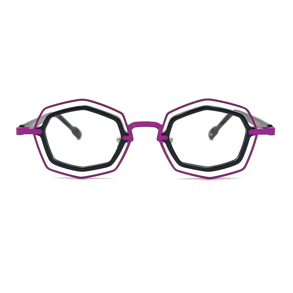 MiGAFAS 87962 polygonal acetate prescription eyeglasses, front view
