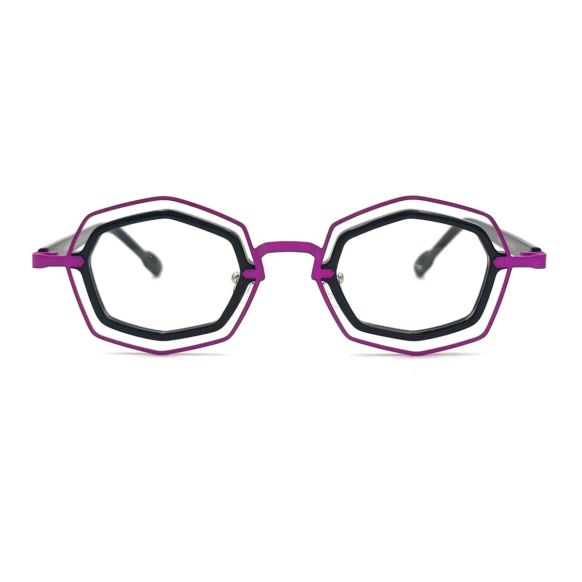 MiGAFAS 87962 polygonal acetate prescription eyeglasses, front view