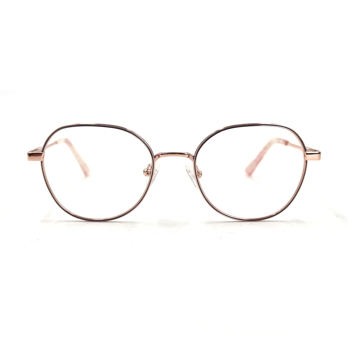 MiGAFAS XK4718 Rose Gold Metal crown panto eyeglasses front view