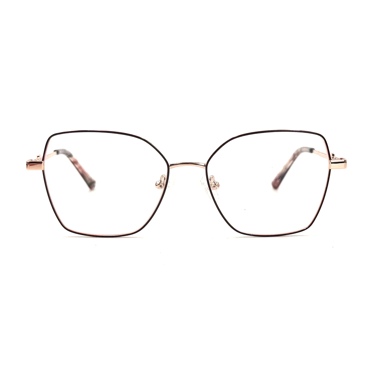 MiGAFAS XK4712 Rose Metal TR90 geometric butterfly eyeglasses three-quarter view