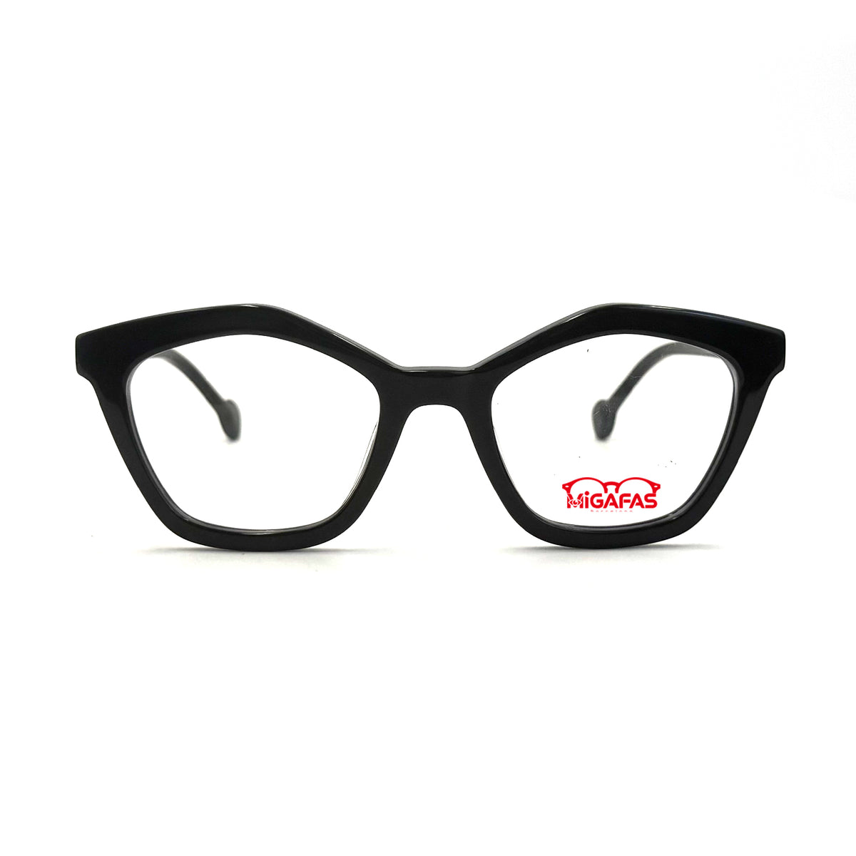 MiGAFAS CRM5152 Black acetate butterfly cat-eye eyeglasses front view