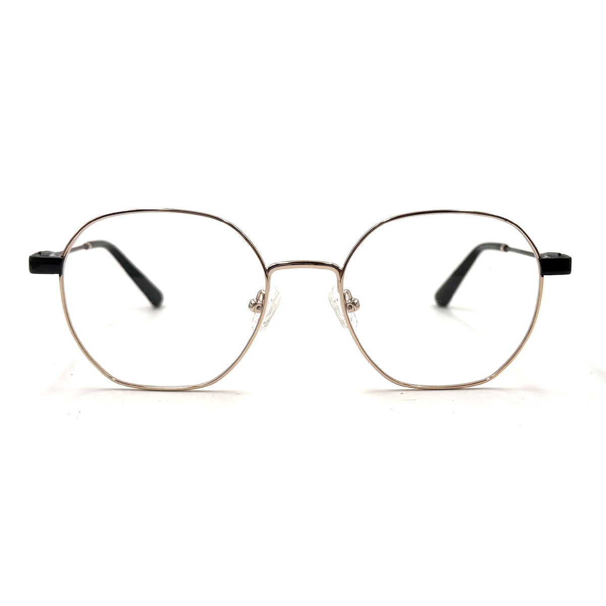 MiGAFAS XK4766 Black Metal geometric round eyeglasses front view