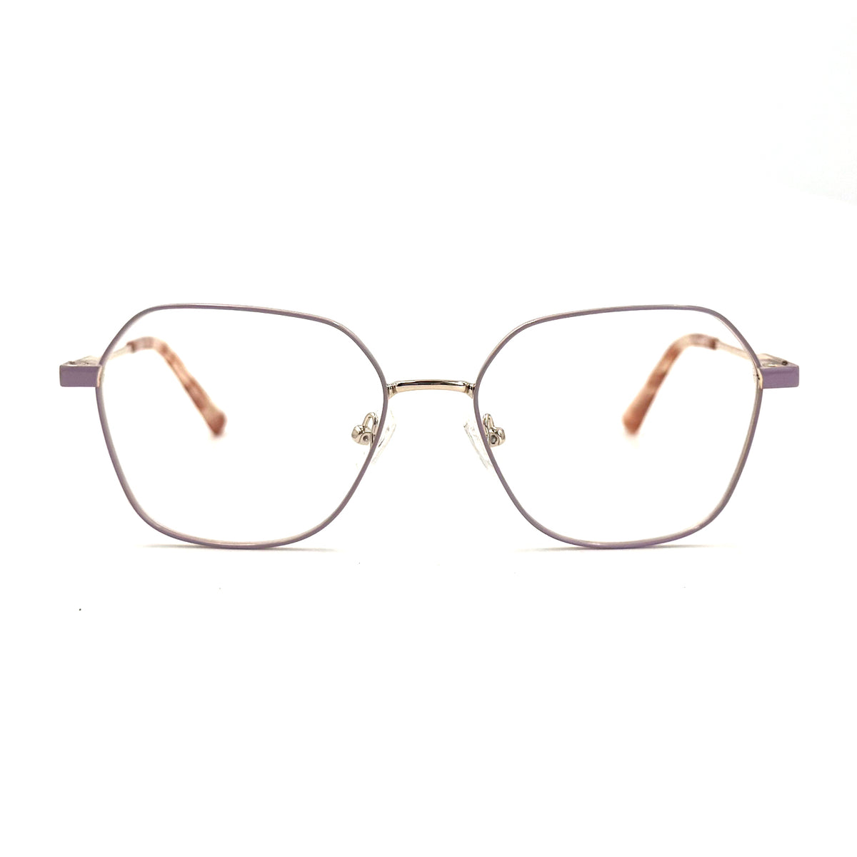 MiGAFAS XK4713 Pink metal geometric butterfly eyeglasses front view