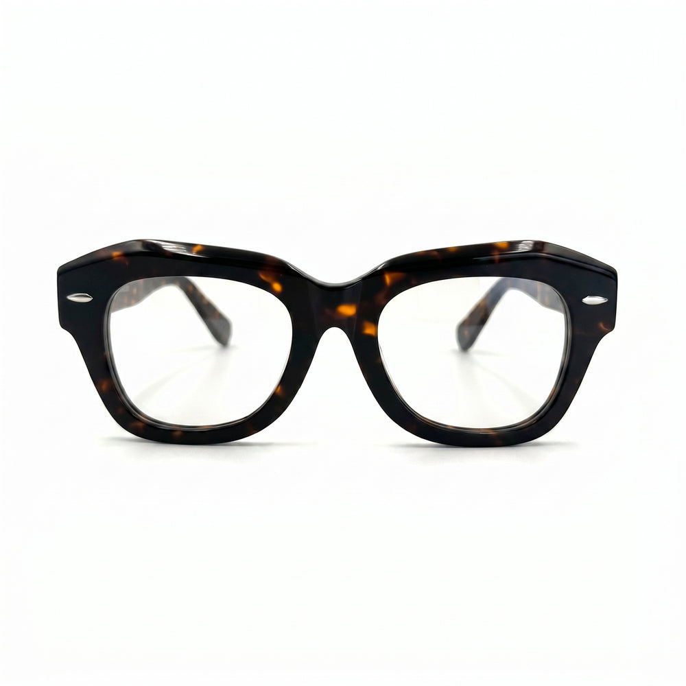 MiGAFAS FR6912 Havana geometric butterfly acetate prescription eyeglasses, front view
