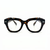 MiGAFAS FR6912 Havana geometric butterfly acetate prescription eyeglasses, front view