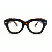 MiGAFAS FR6912 Havana geometric butterfly acetate prescription eyeglasses, front view