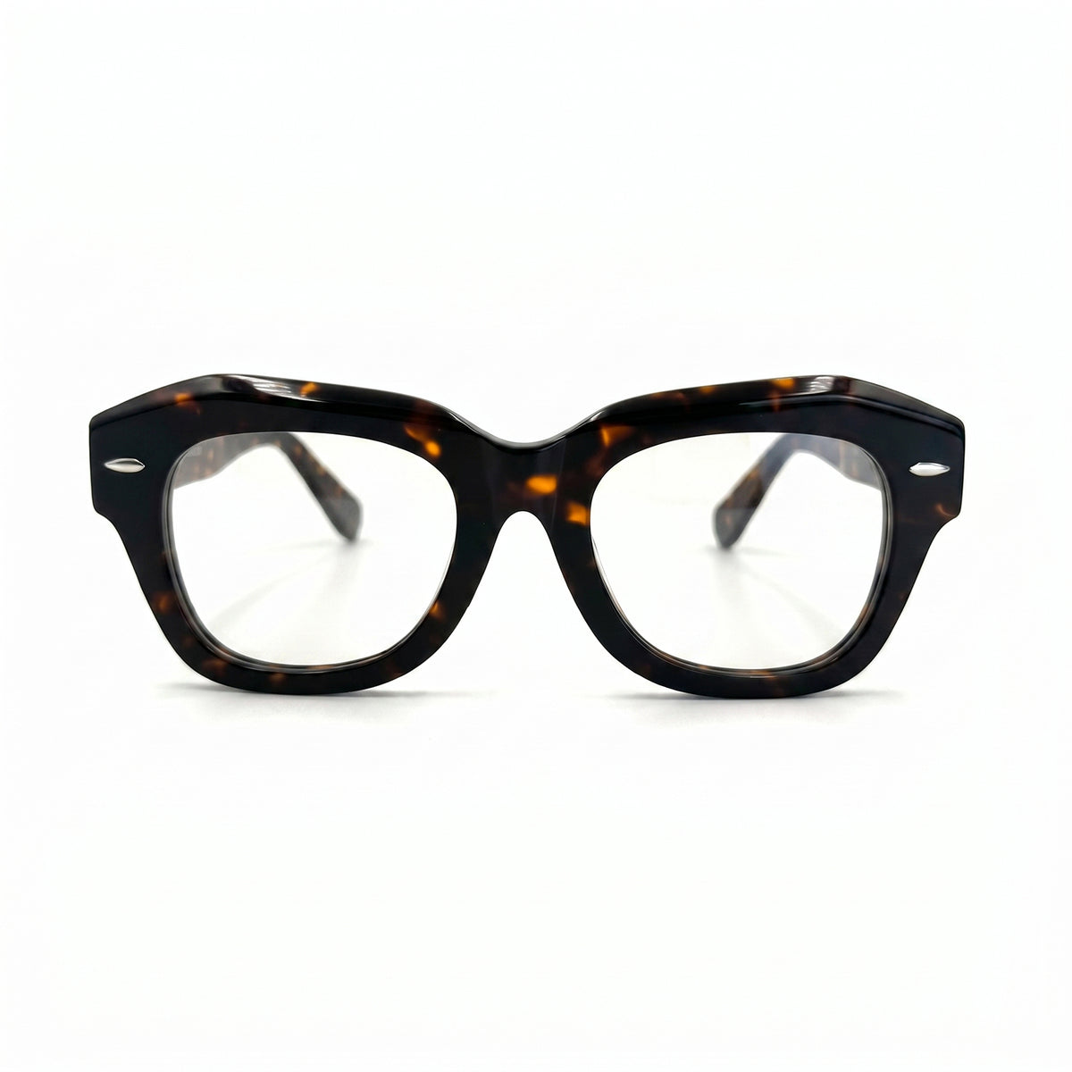 MiGAFAS FR6912 Havana geometric butterfly acetate prescription eyeglasses, front view