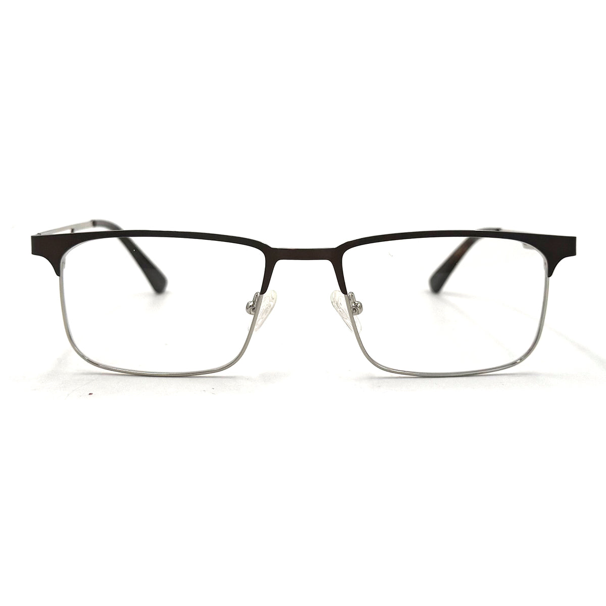 MiGAFAS XK4763 Brown Metal browline eyeglasses front view