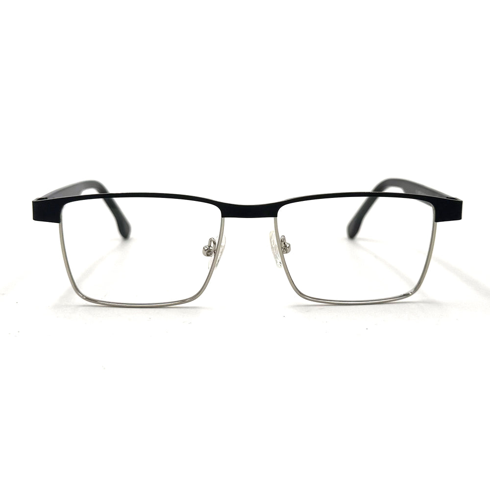 MiGAFAS XK4737 Black stainless steel browline eyeglasses front view