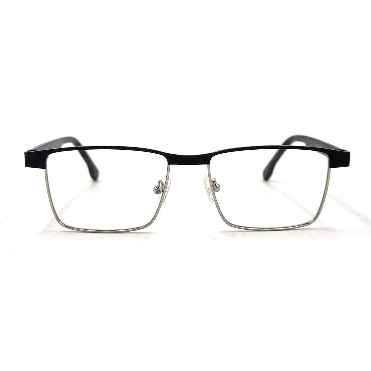 MiGAFAS XK4737 Black stainless steel browline eyeglasses front view