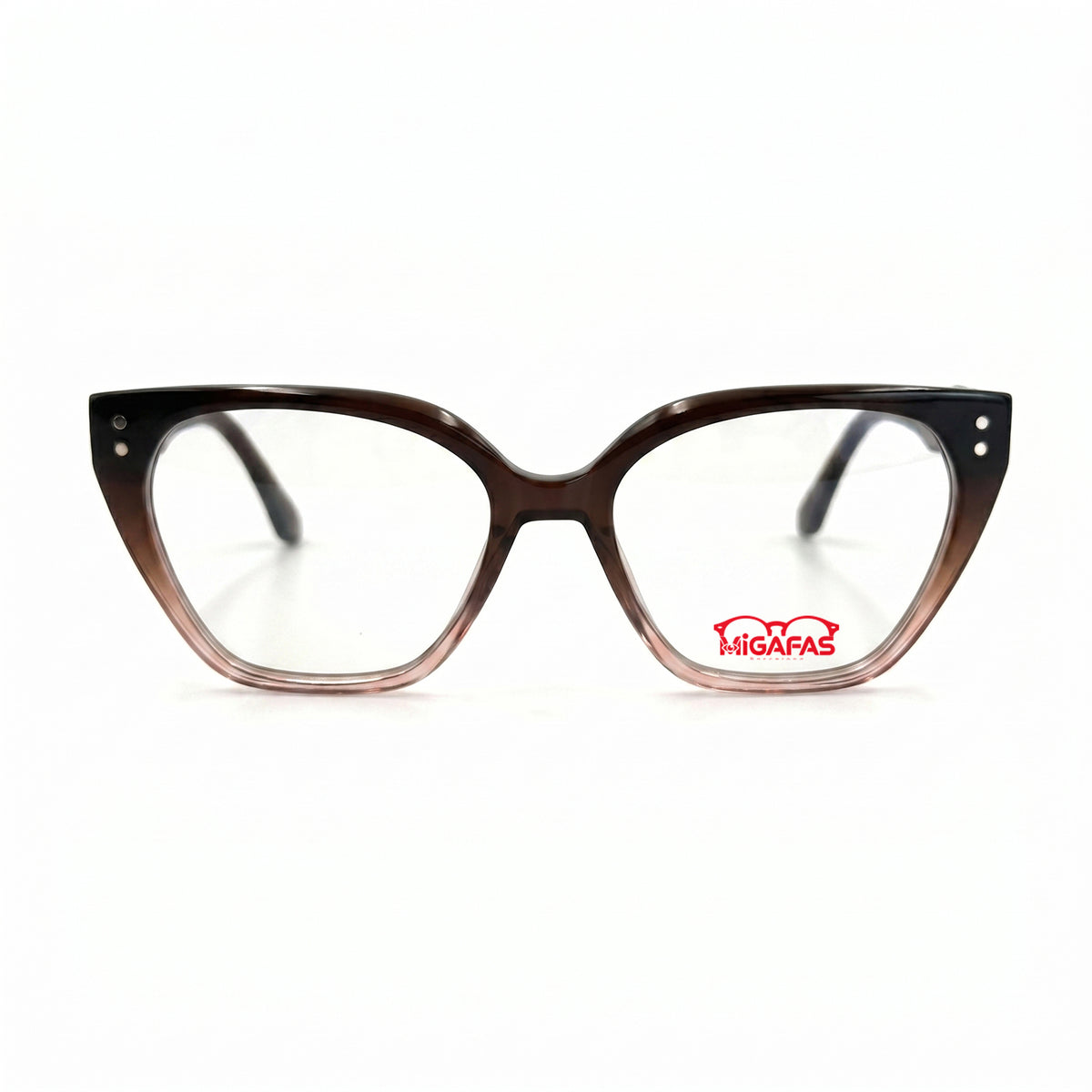 MiGAFAS F0104 Pink cat-eye acetate prescription eyeglasses, front view