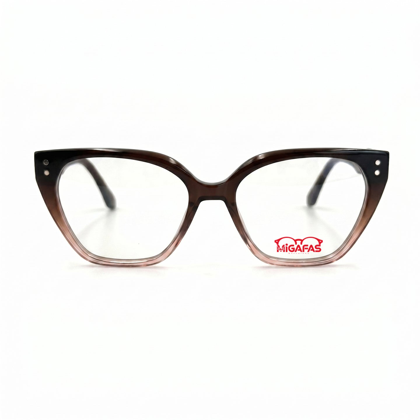 MiGAFAS F0104 Pink cat-eye acetate prescription eyeglasses, front view