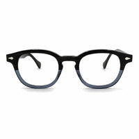 MiGAFAS F6042 Blue round acetate prescription eyeglasses, front view