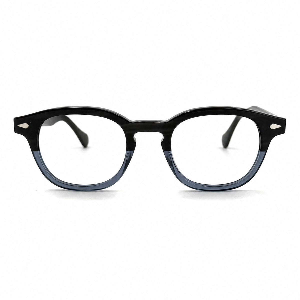 MiGAFAS F6042 Blue round acetate prescription eyeglasses, front view
