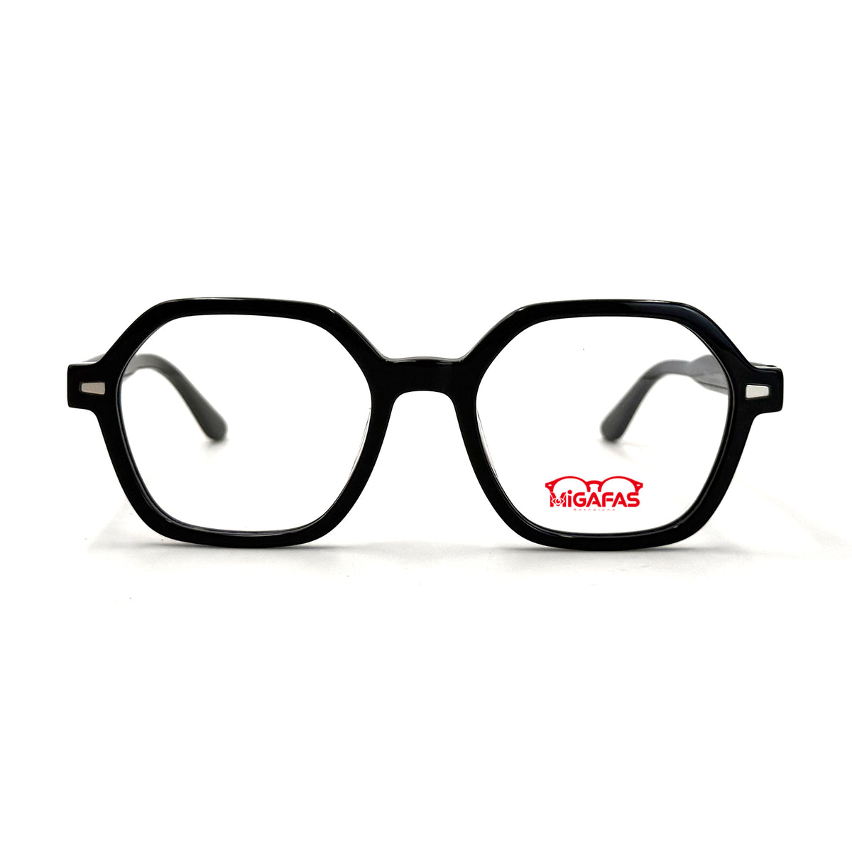 MiGAFAS F6833 Black acetate Geometric eyeglasses front view