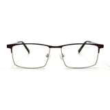 MiGAFAS XK4764 Brown stainless steel browline eyeglasses front view