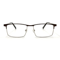 MiGAFAS XK4764 Brown stainless steel browline eyeglasses front view