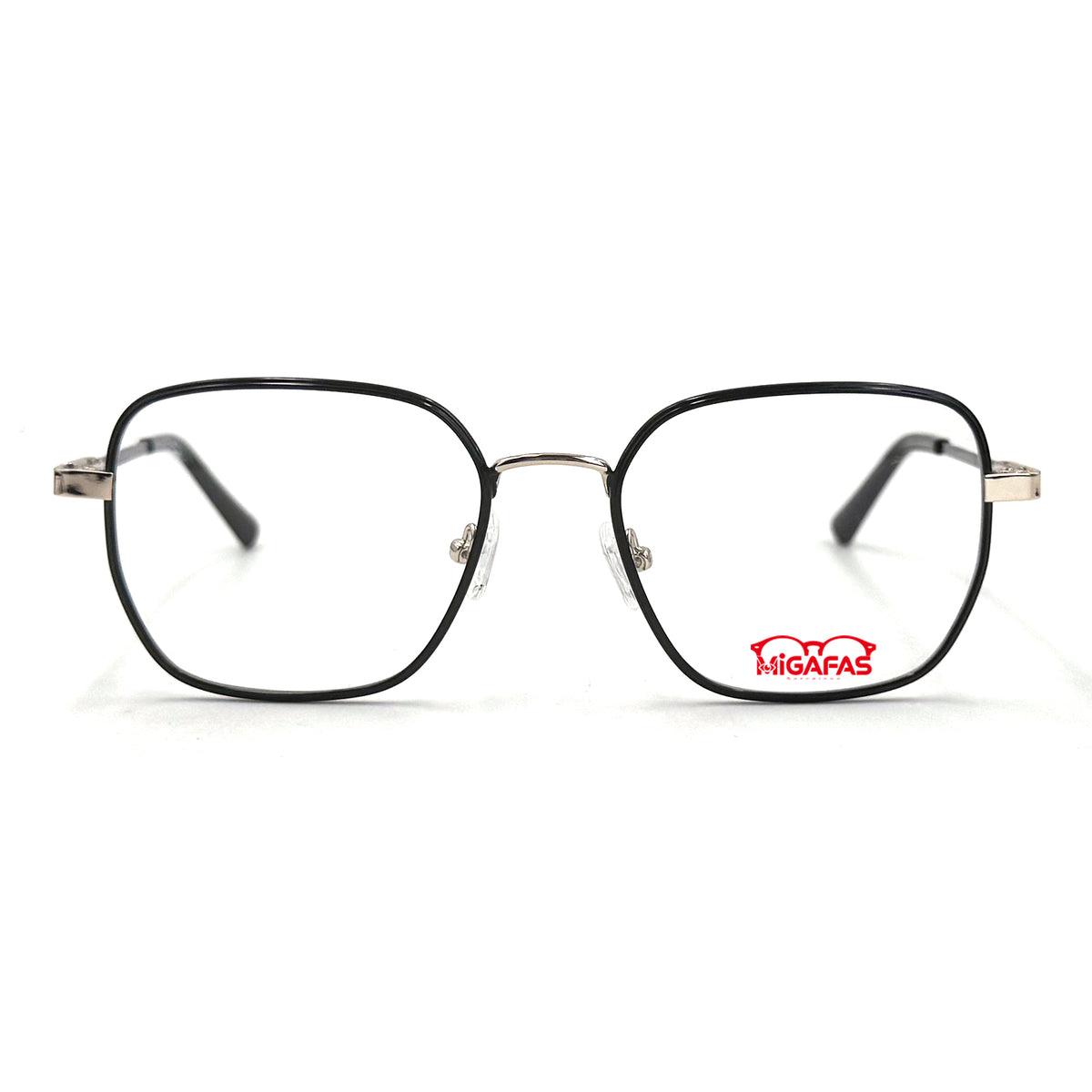 MiGAFAS XK4769 Black TR90 and metal square eyeglasses front view