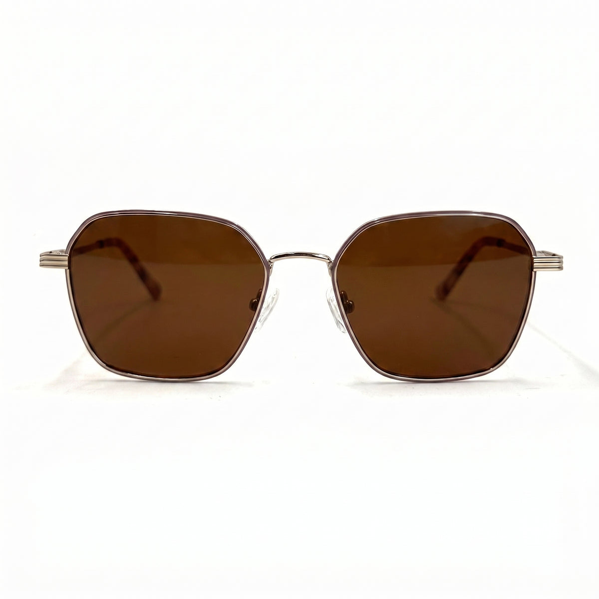 MiGAFAS XK4768S Pink polygon metal sunglasses, front view