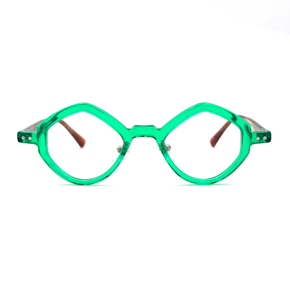 MiGAFAS 87918 polygonal acetate prescription eyeglasses, front view