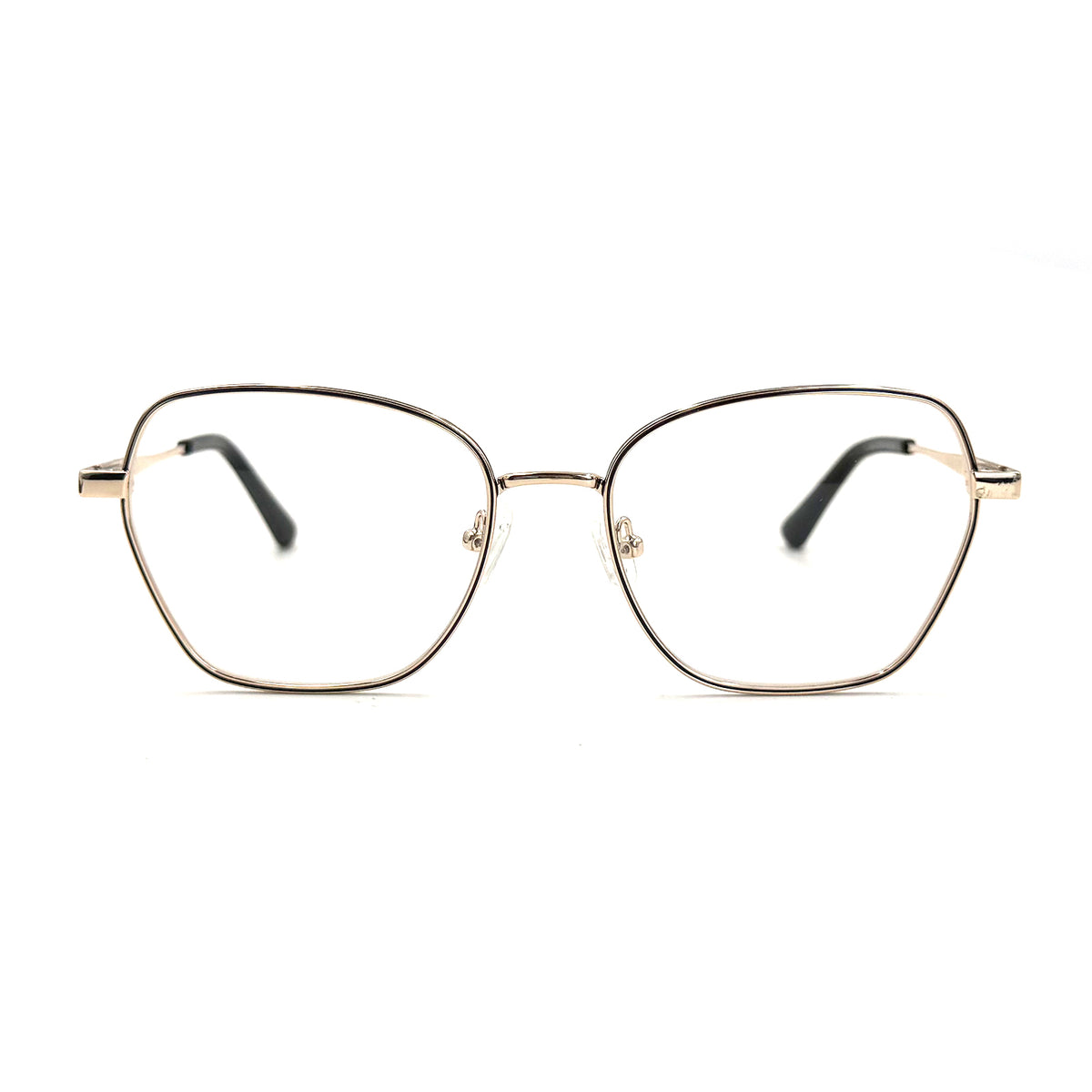 MiGAFAS XK4714 Black metal geometric butterfly eyeglasses front view